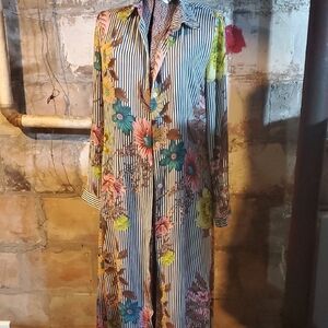 Floral Striped Long Summer Jacket